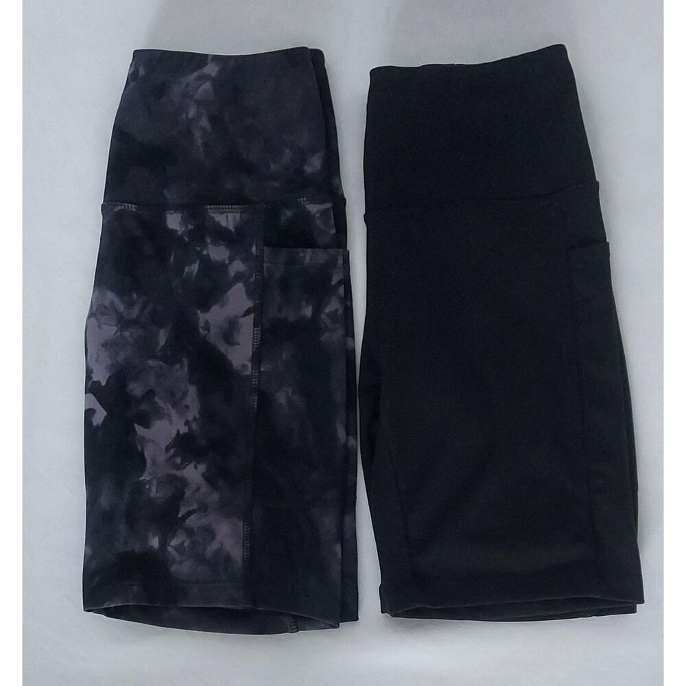 Danskin Women's 2 Pairs Bike Shorts 7 Inch Black/Black Camo Bundle Size XS